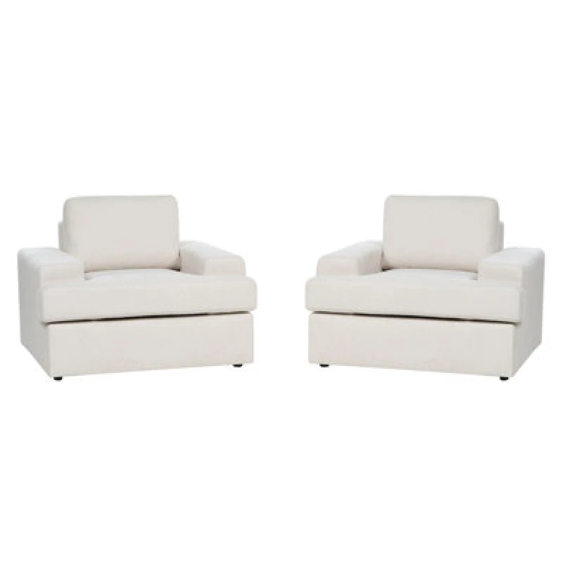 Image of Beliani Set Of 2 Fabric Armchairs Light Beige Alla