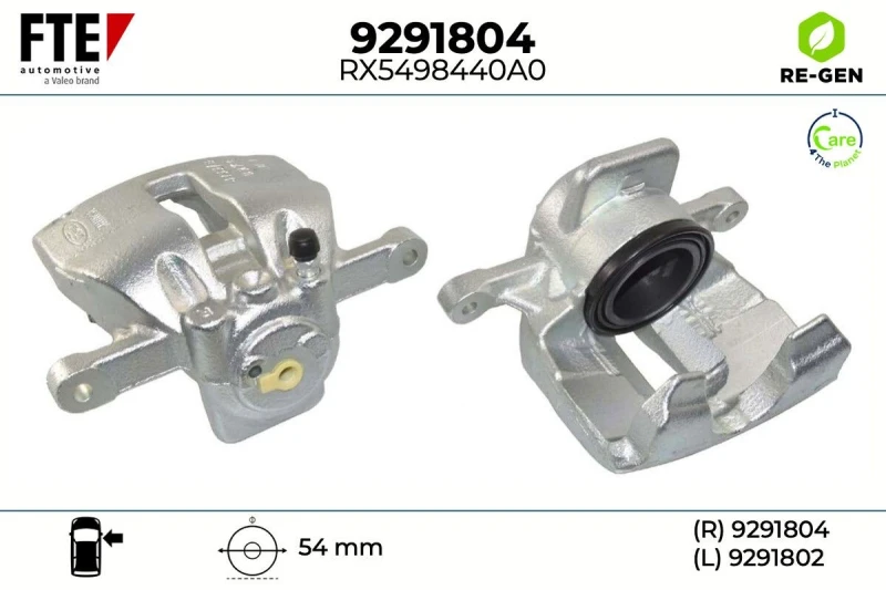 Image of FTE 9291804 Brake caliper Front Axle Right, without holder Cast Iron Brake Caliper (78)