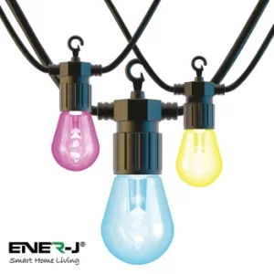 ENER-J WiFi LED 7.3M String Light with RGB+WW 12pcs LED Bulbs Plug Play Power Supply