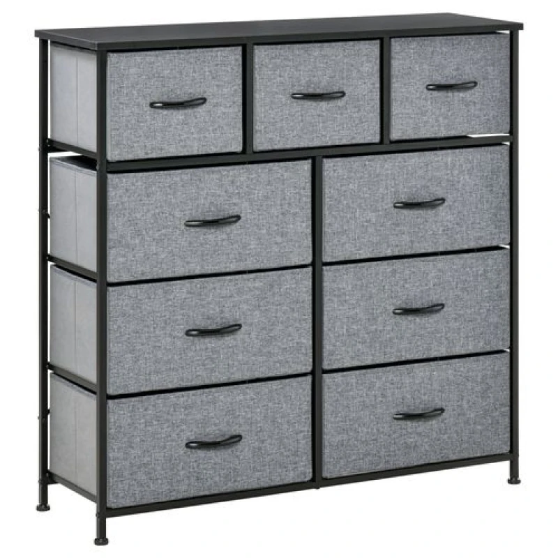 Image of HOMCOM 9 Drawers Storage Chest Dresser Storage Organizer Unit Black