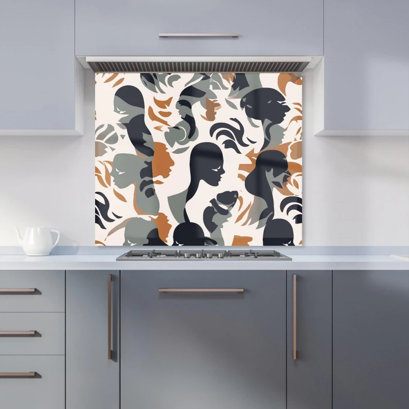 Image of Warren Reed - Designer Abstract Grey Brown Silhouette Kitchen Splashback Size: 600mm x 750mm Brown Unisex 600mm x 750mm