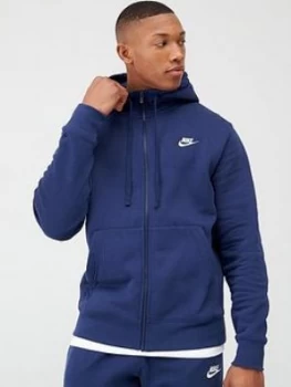 Image of Nike Sportswear Club Fleece Full Zip Hoodie - Navy, Size L, Men