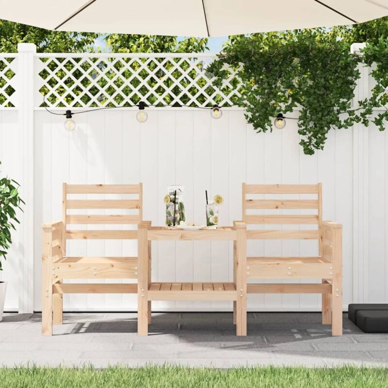 Image of VIDAXL Vidaxl - Garden Bench with Table 2-Seater Solid Wood Pine 8720845809133