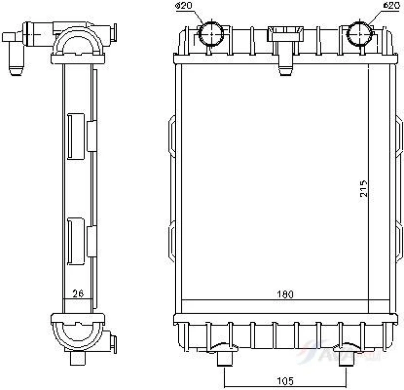 Image of AVA COOLING SYSTEMS VN2452 Engine radiator Aluminium, Brazed cooling fins, without expansion tank, without gasket/seal Radiator,engine cooling (470)