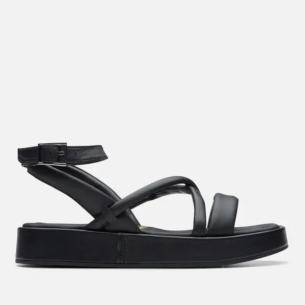 image of Clarks Womens Alda Leather Cross Sandals - UK 5 Black Sandals female 26176254 5