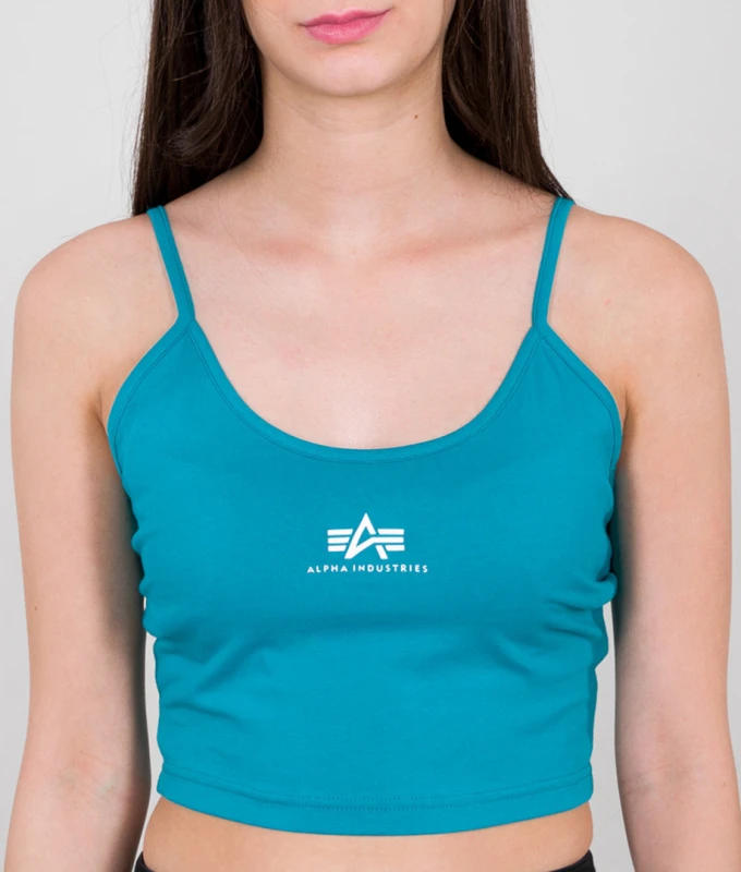 Image of Alpha Industries Basic Crop SL Ladies Top, turquoise, Size S for Women