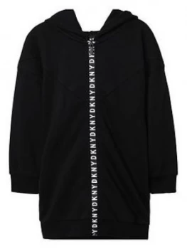 Image of DKNY Girls Long Line Zip Through Hoodie, Black, Size Age: 10 Years, Women