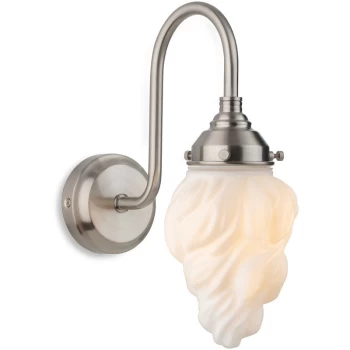 Image of Firstlight - Flame Wall Light Brushed Steel with White Glass IP44