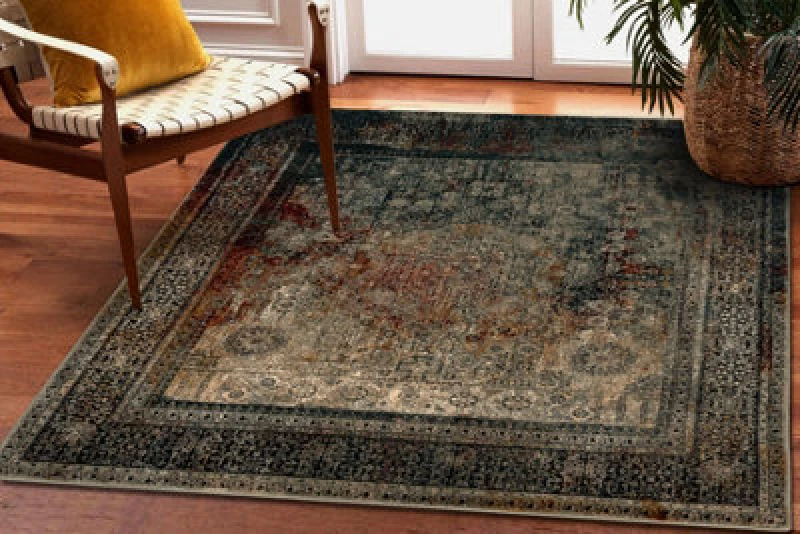 Image of RugsX Wool Omega Rug in Green Size: 135cm x 135cm Green Unisex 135cm x 135 cm
