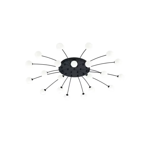 image of Bullet Modern 21 Light Multi Arm Semi Flush Ceiling Lamp Black Matt 3000K