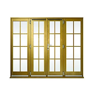 Image of Wickes Albery Georgian Bar Solid Oak Laminate French Doors 8ft with 2 Side Lites 600mm