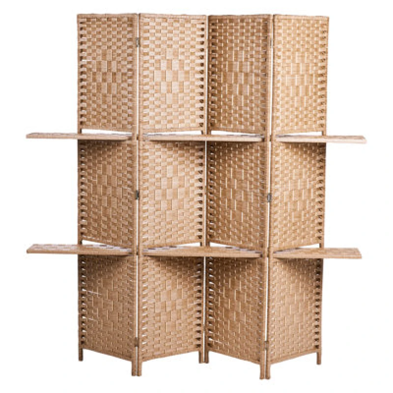 Image of Beliani 4 Panel Room Divider Trafoi Brown 158cm 170 Cm