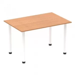 Image of Impulse 1400mm Straight Table Oak Top White Post Leg I003685