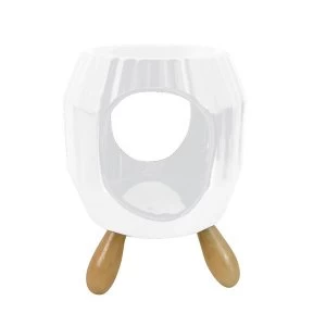 image of Abstract Ridged White Ceramic Oil Burner with Feet