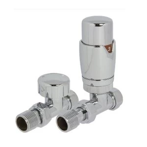 Heating Style Round Straight TRV and LS Radiator Valves - Chrome