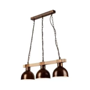 image of Agnese Bar Pendant Ceiling Light Brown, 3x E27