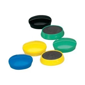 image of 5 Star Office Round Plastic Covered Magnets 30mm Assorted Pack 10