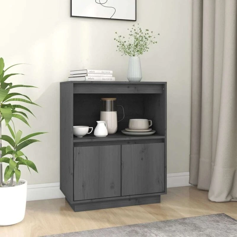 Image of VIDAXL Sideboard Grey 60x34x75cm Solid Wood Pine Vidaxl 8720286841143