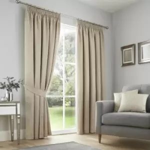 Image of Lamina Jacquard Weave Pencil Pleat Lined Curtains, Natural, 46 x 54" - Curtina