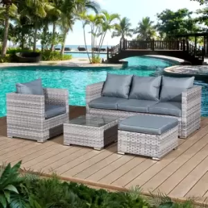 image of Acorn Rattan 5 Seat Lounge Sofa Set in Dove Grey