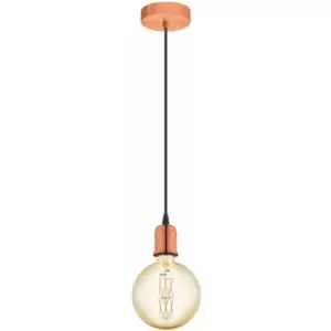 image of Hanging Ceiling Pendant Light Brushed Copper Steel 1x 60W E27 Bulb Feature