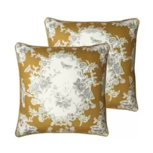 image of Paoletti Burford Floral Cushion Cover (One Size) (Honey/White)