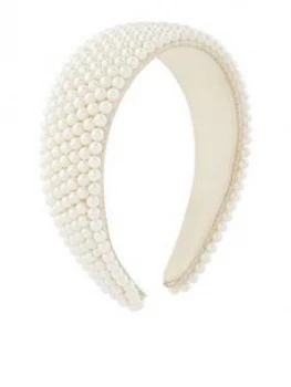 image of Accessorize Pearl Bridal Padded Alice Band - Nude