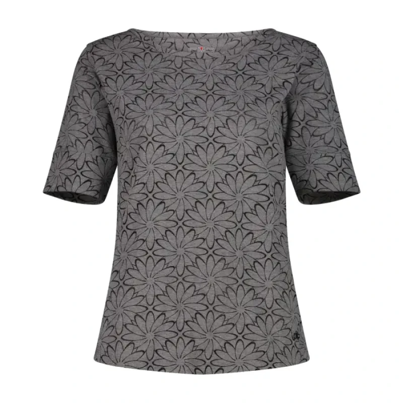 Image of CMP Womens Floral Print Washed Jersey T-Shirt CMP Noir Female 2XS