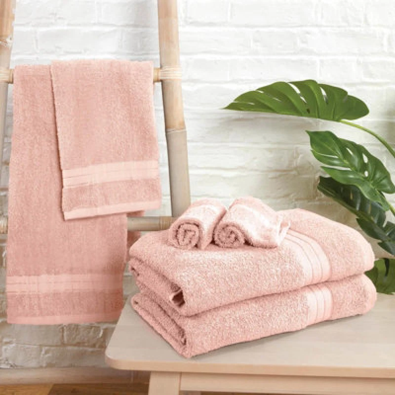 Image of OHS OHS 10 Pack of 100% Cotton Bathroom Bath Towel in Light Pink Light Pink Bath Towel Unisex 5027434142354