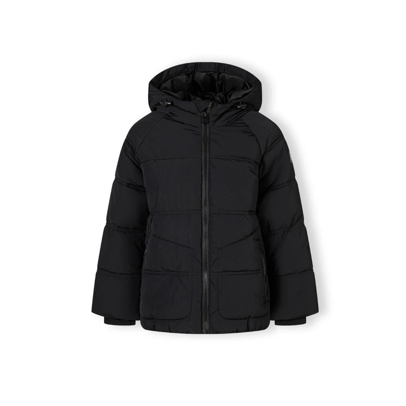 Image of Minoti Boys quilted jacket with hood zip pockets Black male 2-3 Yrs