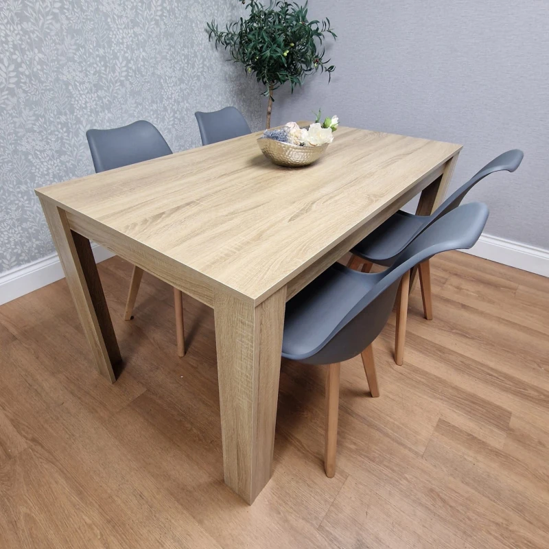 Image of KOSY KOALA Kitchen Oak Dining Table With 4 Chairs Dining Room Furniture Multi