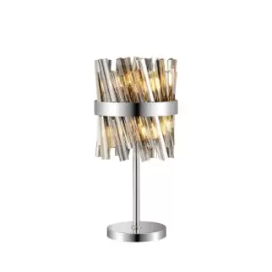 image of Lysander 6 Light G9, Table Lamp, Polished Nickel, Smoke