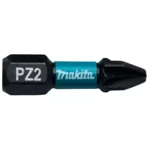 Image of Makita B-63753 Impact Black Screwdriver Bit PZ2 - 50mm - Pack of 2