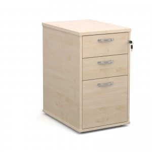 image of Maestro 25 Desk High 3 Drawer Pedestal With Silver Handles 600mm Deep - Maple