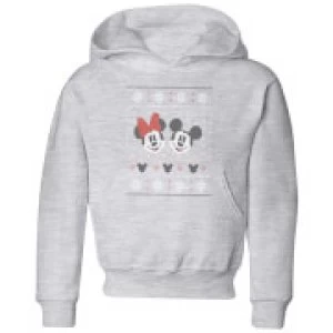 image of Disney Mickey and Minnie Kids Christmas Hoodie - Grey - 11-12 Years