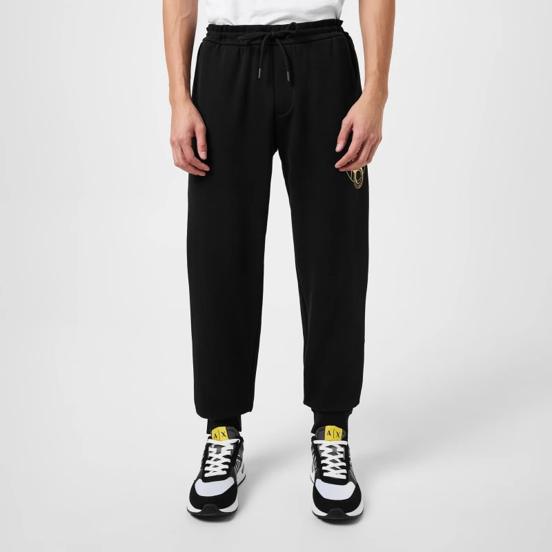 Image of Armani Exchange Mens Cuffed Fleece Joggers Black male XL