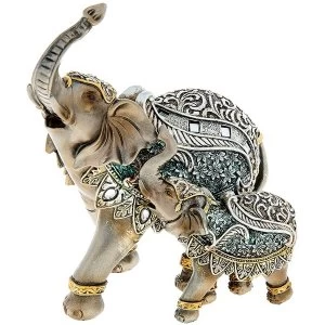 Image of Steel Blue Elephant & Baby Ornament