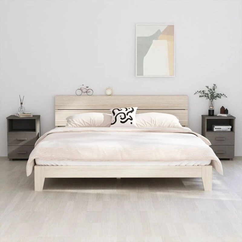 Image of VIDAXL Bedside Cabinets hamar 2 pcs Light Grey 40x35x62cm Solid Wood Vidaxl 8720286817650