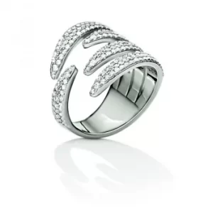 Image of Ladies Folli Follie Sterling Silver Fashionably Silver Wrap Sparkle Ring Size L.5
