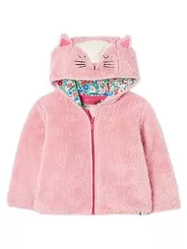 image of Joules Baby Girls Cat Fleeced Hood - Pink, Size 12-18 Months