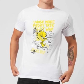 Image of Looney Tunes Tweety Pie More Puddy Tats Mens T-Shirt - White - 4XL