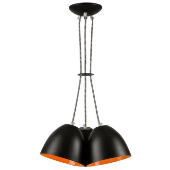 image of Lamkur Lighting - Livia Cluster Pendant Ceiling Light Black, 3x E27