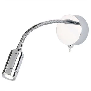 Image of LED 1 Light Indoor Adjustable Wall Reading Light Chrome