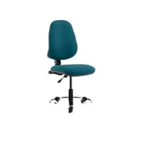 Image of Dynamic Permanent Contact Backrest Task Operator Chair Without Arms Eclipse I Maringa Teal Seat Without Headrest High Back