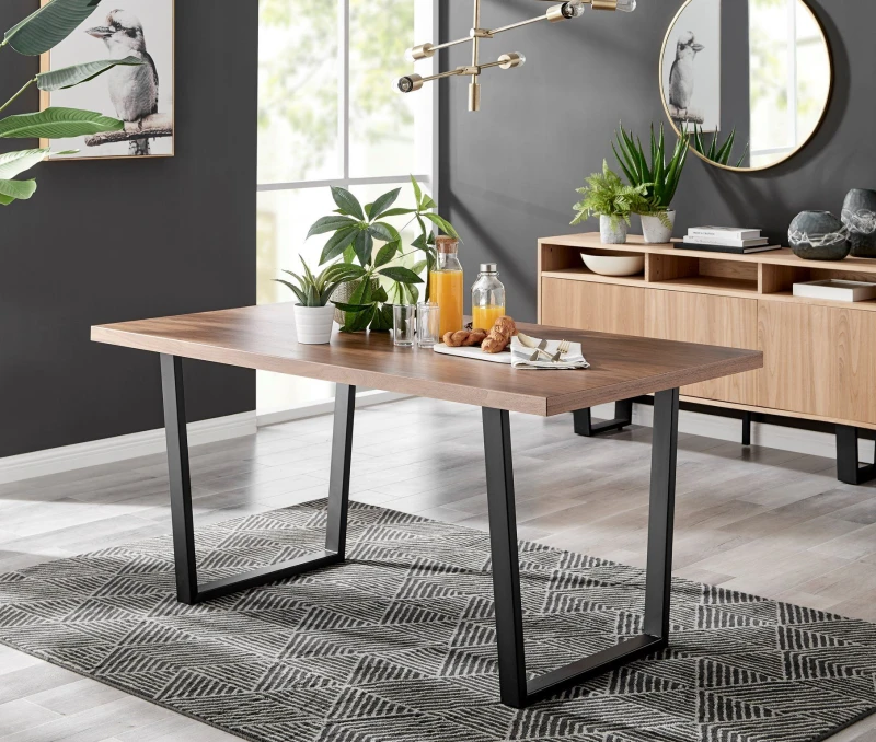 Image of FurnitureboxUK FurnitureboxUK Kylo 160cm 6-Seater Large Rectangular Dining Table With U Legs in Brown Brown One Size Unisex 5056542636288