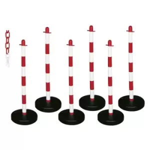 Image of Barrier Kit - 6 Posts, 6mm Chain, Fillable Circular Base, Red & White