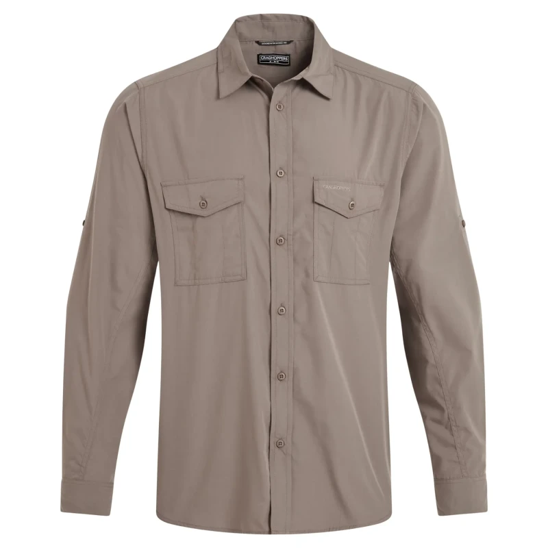 Image of Craghoppers Craghoppers Men Kiwi Long Sleeved Insect-Barrier Shirt in Beige Size: Small Beige S Male 5063260132008