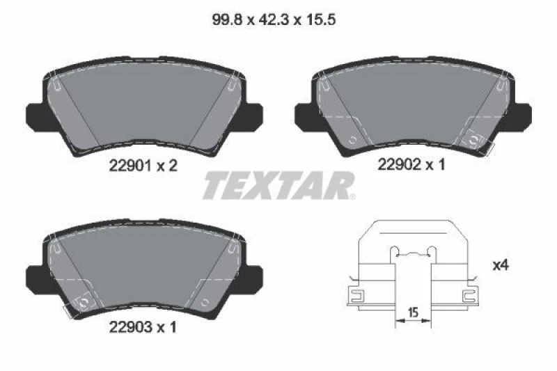 Image of Brake pad set TEXTAR 2290101