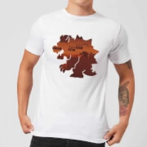 Image of Nintendo Super Mario Bowser Silhouette Mens White T-Shirt - L - Light Grey