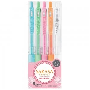 image of Zebra Sarasa Clip Milky Gel Pens Assorted Pack 5